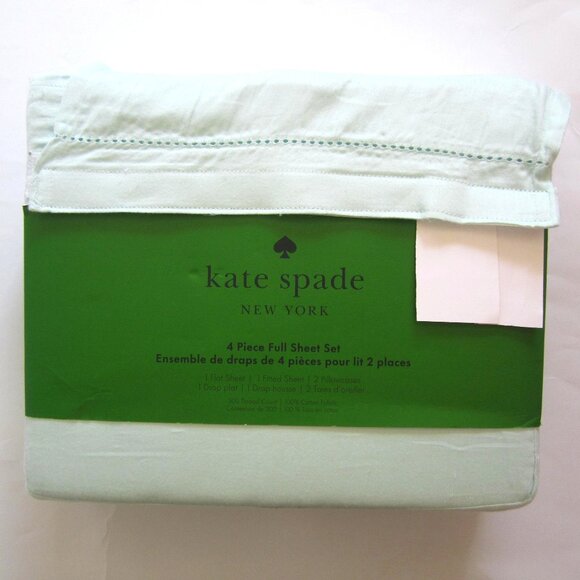 Kate Spade Full Sheet Set Light Green Cotton 300 Thread Count - Picture 1 of 8